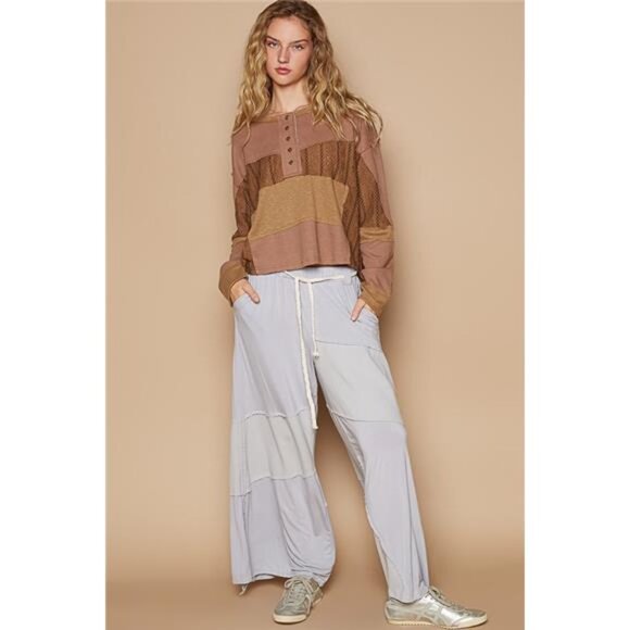 NWT POL Half Button Color Block Drop Shoulder Knit Top - Picture 5 of 5